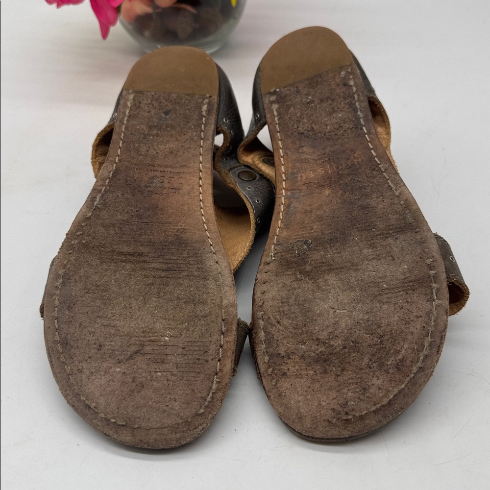 Bed Stu Dark Brown Leather Studded Cutout Sandals - Picture 5 of 7